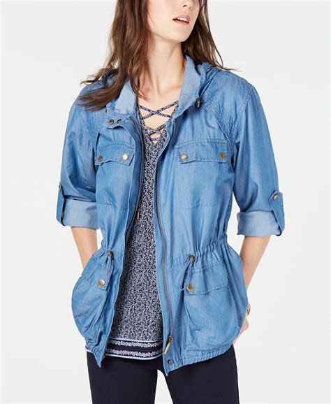 michael kors short sleeve jean jacket|Michael Kors women's fitted jackets.